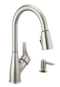 Single Handle Pull-Down Kitchen Faucet, Stainless Steel Finish