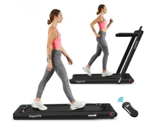 2-In-1 Folding Treadmill With Bluetooth Speaker Led Display-Black