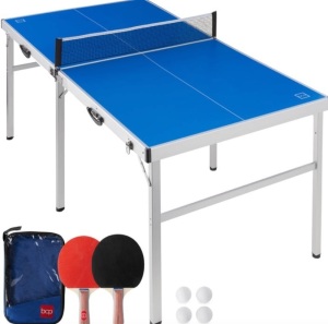 Portable Ping Pong Table Tennis Game Set w/ Paddles, Balls - 6x3ft