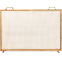 Single Panel Handcrafted Steel Mesh Fireplace Screen w/ Handles - 38x27in