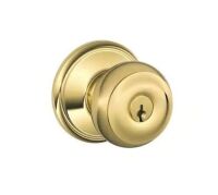 Lot of (4) Schlage&nbsp;Georgian Bright Brass Keyed Entry Door Knobs