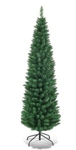 5 ft. PVC Unlit Artificial Slim Pencil Christmas Tree with Stand