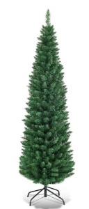 6 ft. PVC Unlit Artificial Slim Pencil Christmas Tree with Stand