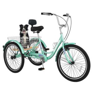 14" 1-Speed Tricycle - Green w/ White Basket