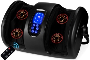 Reflexology Shiatsu Foot Massager w/ High-Intensity Rollers, Remote Control, Satin Black