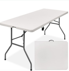 6ft Portable Folding Plastic Dining Table w/ Handle, Lock