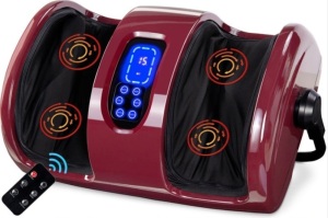 Reflexology Shiatsu Foot Massager w/ High-Intensity Rollers, Remote Control, Burgundy