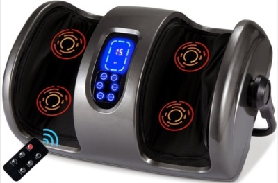 Reflexology Shiatsu Foot Massager w/ High-Intensity Rollers, Remote Control, Gray