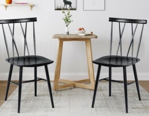 Set Of 2 Armless Cross Back Kitchen/Dining Chairs