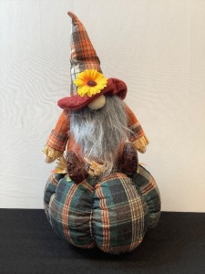 Gnome on a Pumpkin Decor