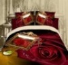 Lot of 2, 3D&nbsp;Red Rose Bedding Set, 100% Cotton, 4pcs with Duvet Cover, Flat Bed Sheet, 2&nbsp;Pillow Cases