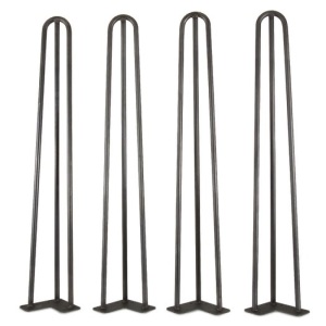 28-Inch Mid-Century Modern Satin Black Hairpin Table Legs, 1/2" Diameter, Set of 4