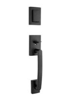 Baldwin&nbsp;Prestige Spyglass Matte Black Single Cylinder Door Handleset with Square Spyglass Door Handle Feat SmartKey Security