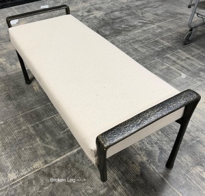 Salvage Pottery Barn End of Bed Bench, Broken Leg