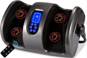 Reflexology Shiatsu Foot Massager w/ High-Intensity Rollers, Remote Control, Gray