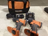 RIGID&nbsp;18V Cordless 2-Tool Combo Kit with 1/2 in. Drill/Driver, 1/4 in. Impact Driver, Charger, and Bag