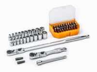GEARWRENCH&nbsp;1/4 in. Drive 6-Point SAE/Metric Slim Flex-Head Ratchet and Socket Mechanics Tool Set (55-Piece)