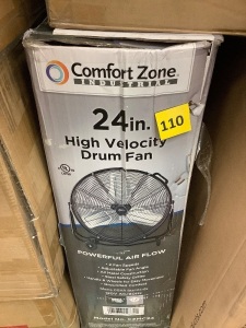 Comfort Zone24 in. 2-Speed High-Velocity Industrial Drum Fan with Aluminum Blades and 180-Degree Adjustable Tilt in Black