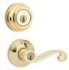 Lot of (2)&nbsp;Lido Polished Brass Exterior Entry Door Handle and Single Cylinder Deadbolt Combo Pack Featuring SmartKey Security