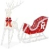 Lighted Christmas Reindeer & Sleigh Outdoor Decor Set w/ LED Lights