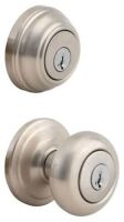 Kwikset Juno Satin Nickel Exterior Entry Door Knob and Deadbolt Combo