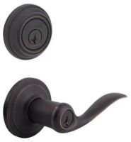 Kwikset Tustin Venetian Bronze Exterior Entry Door Handle and Deadbolt Combo