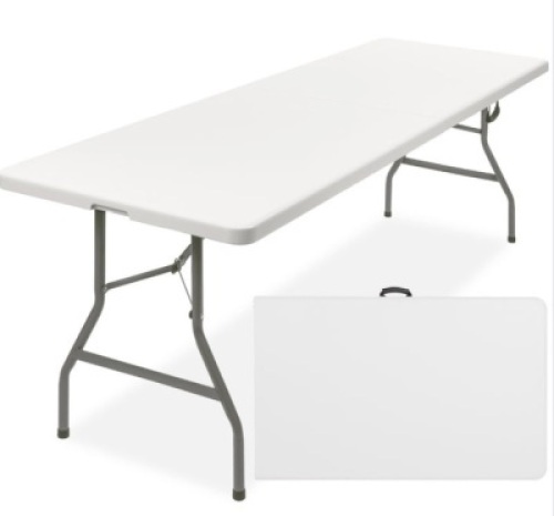 8ft Portable Folding Plastic Dining Table w/ Handle, Lock