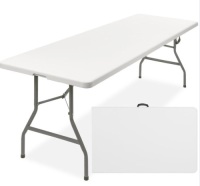 8ft Portable Folding Plastic Dining Table w/ Handle, Lock