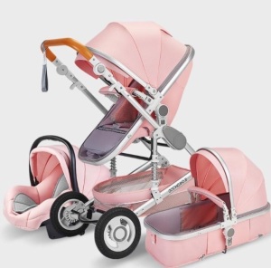 B.Childhood 3 in 1 Baby Stroller/Bassinet/Car Seat, Pink