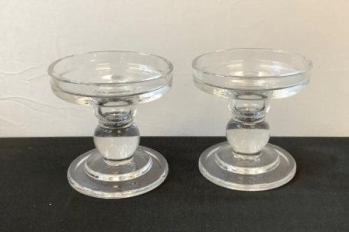 Set of (2) Clear Candle Holders