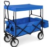 Utility Wagon Cart w/ Folding Design, 2 Cup Holders, Removable Canopy, Blue