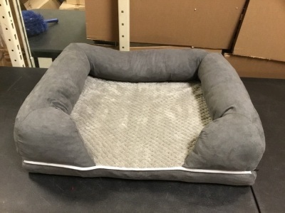 Gray Plush Dog Bed - Appears New 