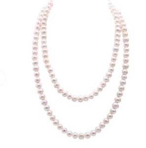 JYX 9-10mm Near-Round White Cultured Freshwater REAL Pearl Necklace