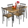 5-Piece Modern Metal and Wood Dining Table Furniture Set w/ 4 Chairs, Appears New, Retail $199.99