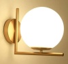 Gold L-Shaped Tube Wall Sconce with Glass Ball Shade