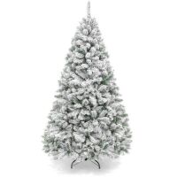 7.5'&nbsp;Premium Snow Flocked Artificial Pine Christmas Tree w/ Foldable Metal Base