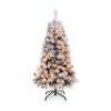 4.5' Clear Incandescent Multi-color Prelit Pine Holiday Christmas Tree with Snow Flocked Branches