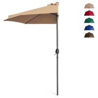 Half Patio Umbrella w/ 5 Ribs, Crank - 9ft