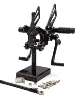 FXCNC CNC Billet Motorcycle Rearset Foot Pegs Compatible with Ninja ZX10R ZX-10R ZX1000 2011-2020, Black