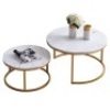 Modern Nesting Coffee Table, Golden Metal Frame with Marble Color Top 31.5" - Appears New&nbsp;
