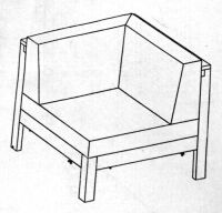 Outdoor Sectional Corner Chair - Teak Finish/Beige Cushion