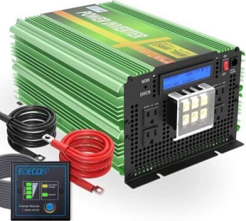 EDECOA Pure Sine Wave Power Inverter 3500W DC 12V to AC 120V with LCD Display and Remote Controller 4 AC Outlets and 1 AC Terminal Block&nbsp;
