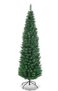 5 ft. PVC Unlit Artificial Slim Pencil Christmas Tree with Stand Home Holiday Decor Green