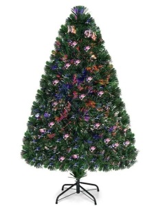 4 ft. Pre-Lit Fiber Optic Artificial PVC Christmas Tree with Metal Stand Holiday