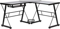 L-Shaped Glass Office Desk with Keyboard Tray