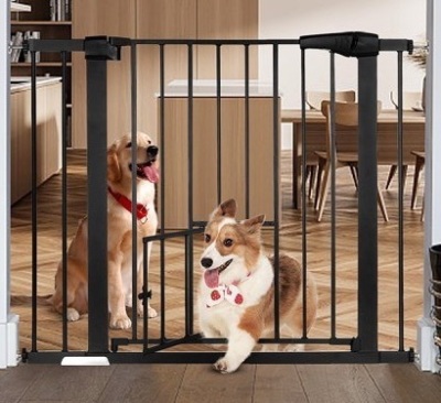 KingSo Pet Gate/Baby Gate with Small Pet Door, May Be Missing Hardware