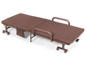  Brown Folding Bed Adjustable Guest Single Bed