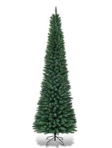 8 ft. Unlit Pencil Artificial Christmas Tree Slim Stand Green