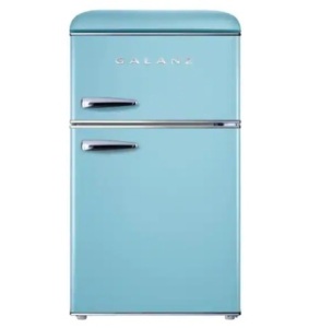 Galanz 3.1 cu. ft. Retro Mini Fridge with Dual Door True Freezer in Blue