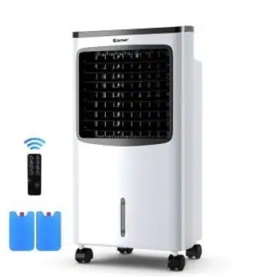 Costway 215 CFM 3-Speed Portable Evaporative Cooler Air Cooler Fan Filter Humidify Anion For 400 Sq.Ft. with Remote Control